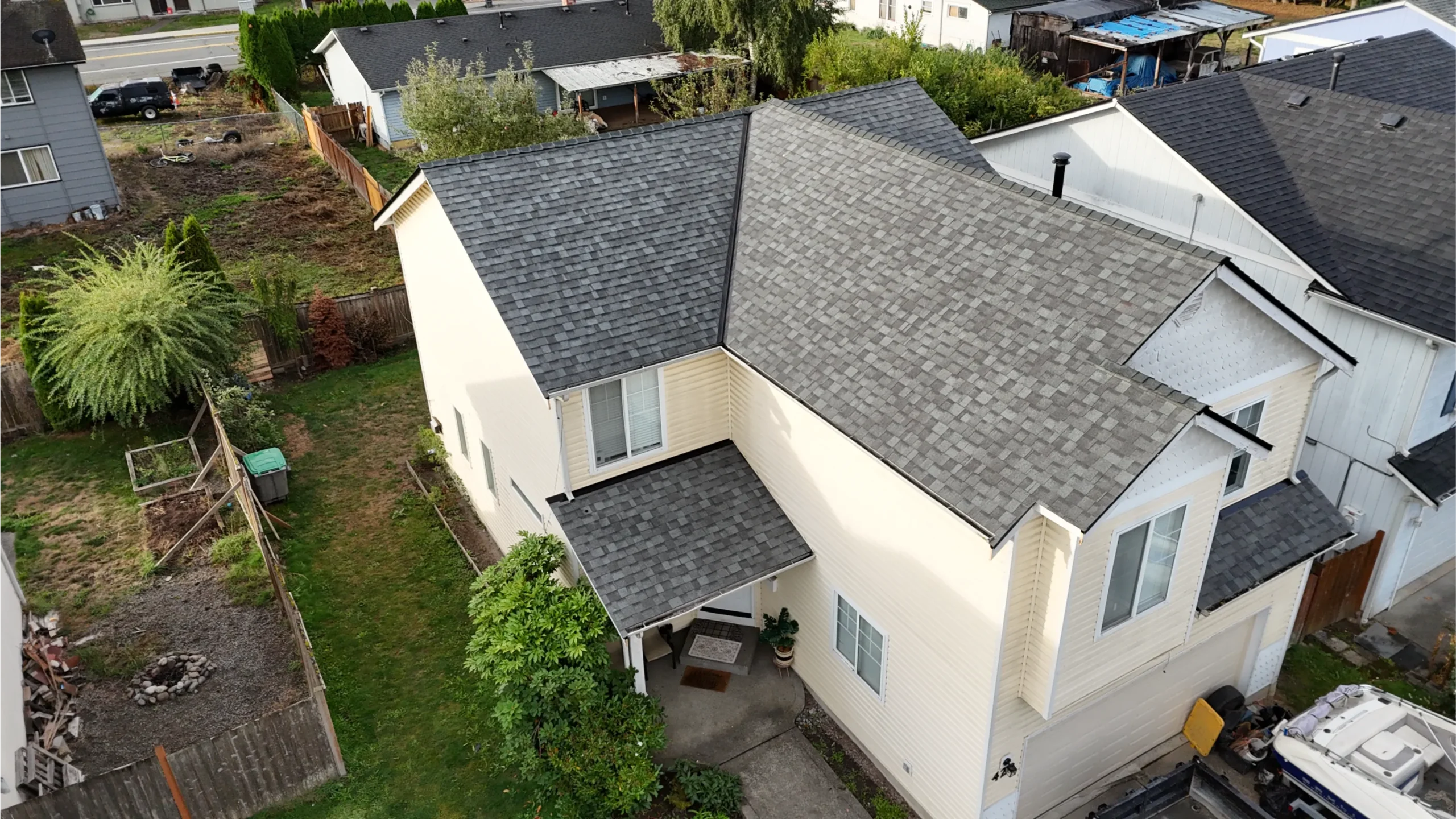 Yellow house with grey roof