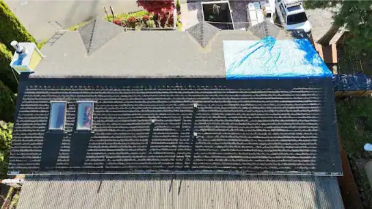 10 Signs Your Home Needs a New Roof in the Pacific Northwest 1 House roof. View from the top.