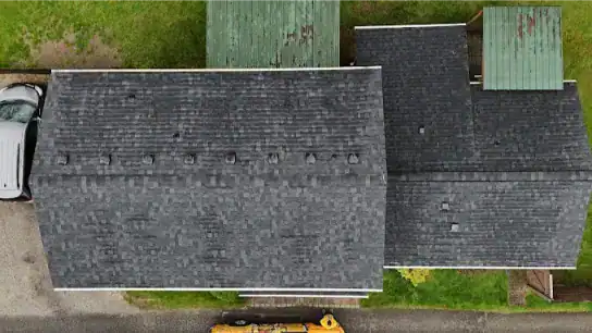 house roof top, aerial view